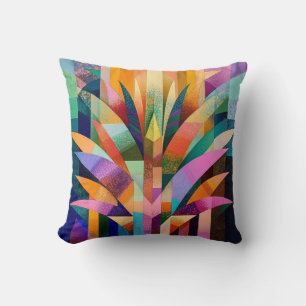 Vibrant Abstract Agave Throw Pillow