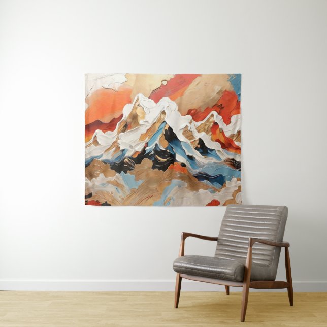 Vibrant Abstract Alpine Mountain Landscape  Tapestry (In Situ (Horizontal))