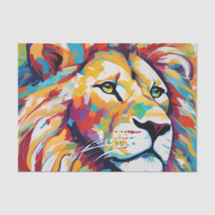 Vibrant abstract animal white lion art tissue paper