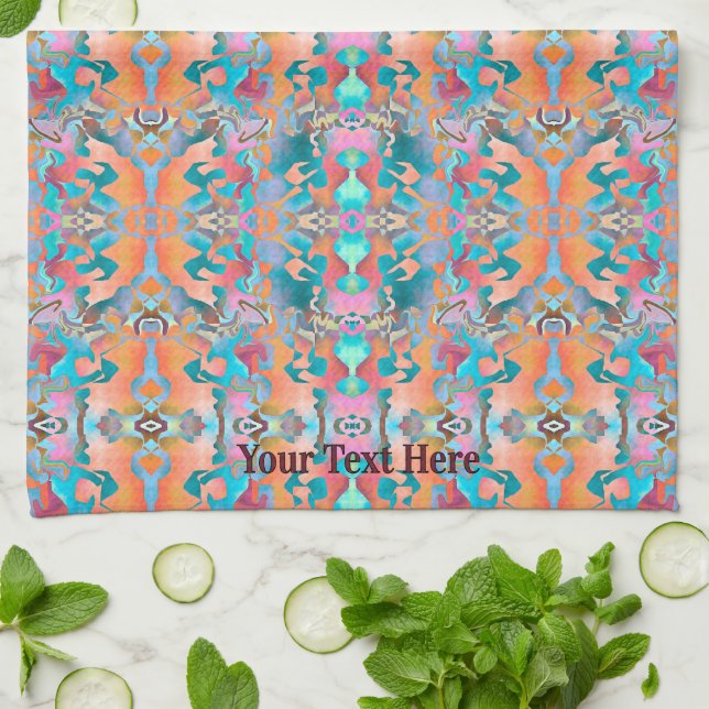 Vibrant Abstract Art Mirror Effect Pattern Tea Towel (Folded)