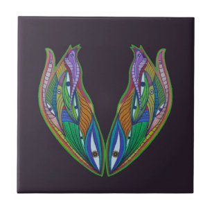 Vibrant Abstract Artwork- Visionary Psychedelic Ceramic Tile