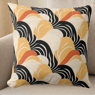 Vibrant Abstract Black & Gold Pattern  Cushion