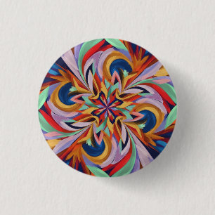 Vibrant Abstract Bloom - Colourful Wall Art 3 Cm Round Badge