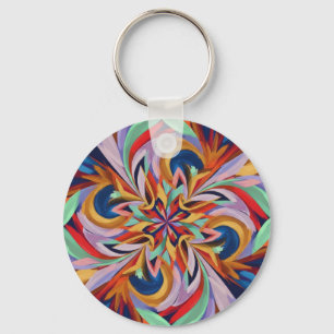 Vibrant Abstract Bloom - Colourful Wall Art Key Ring