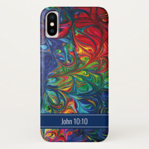 Vibrant Abstract Blue Scripture Personalised iPhone X Case