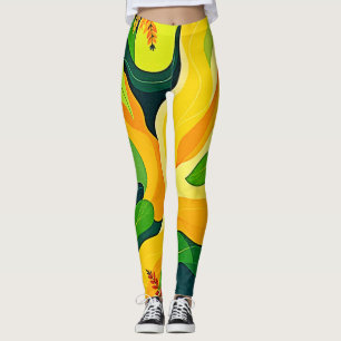 Vibrant Abstract Botanical Art Leggings