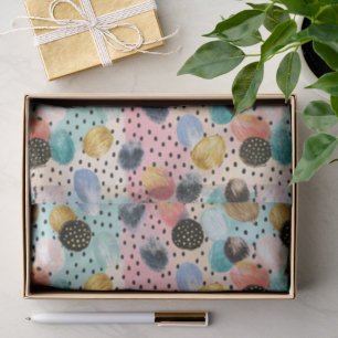 Vibrant Abstract Brushstroke & Polka Dot Pattern Tissue Paper