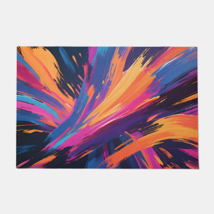 Vibrant Abstract Brushstrokes Color Explosion Doormat