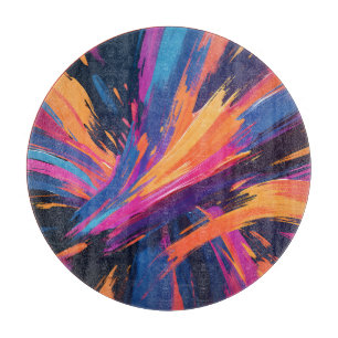 Vibrant Abstract Brushstrokes Colour Explosion Cutting Board