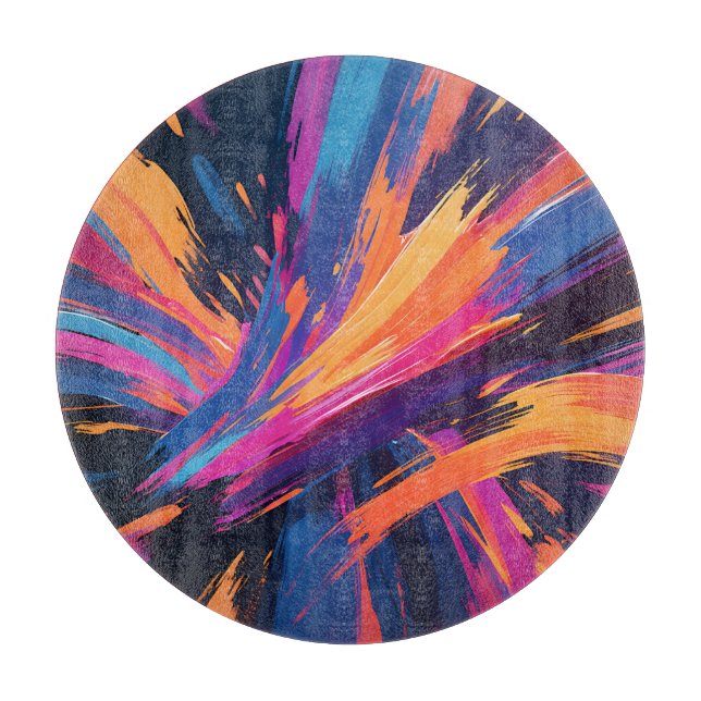 Vibrant Abstract Brushstrokes Colour Explosion Cutting Board (Front)