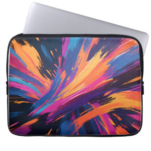 Vibrant Abstract Brushstrokes Colour Explosion Laptop Sleeve