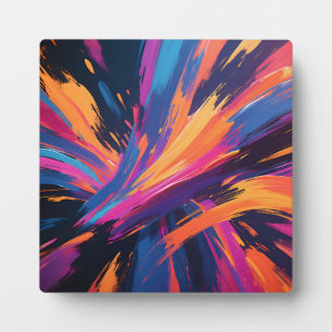 Vibrant Abstract Brushstrokes Colour Explosion Plaque