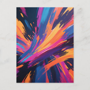 Vibrant Abstract Brushstrokes Colour Explosion Postcard