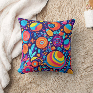 Vibrant Abstract Bubble Universe Cushion