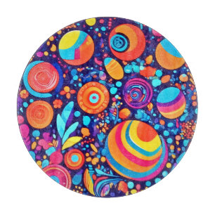 Vibrant Abstract Bubble Universe Cutting Board