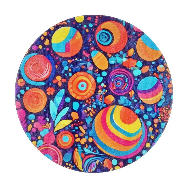 Vibrant Abstract Bubble Universe Cutting Board (Front)