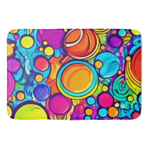 Vibrant Abstract Bubbles Artwork Bath Mat
