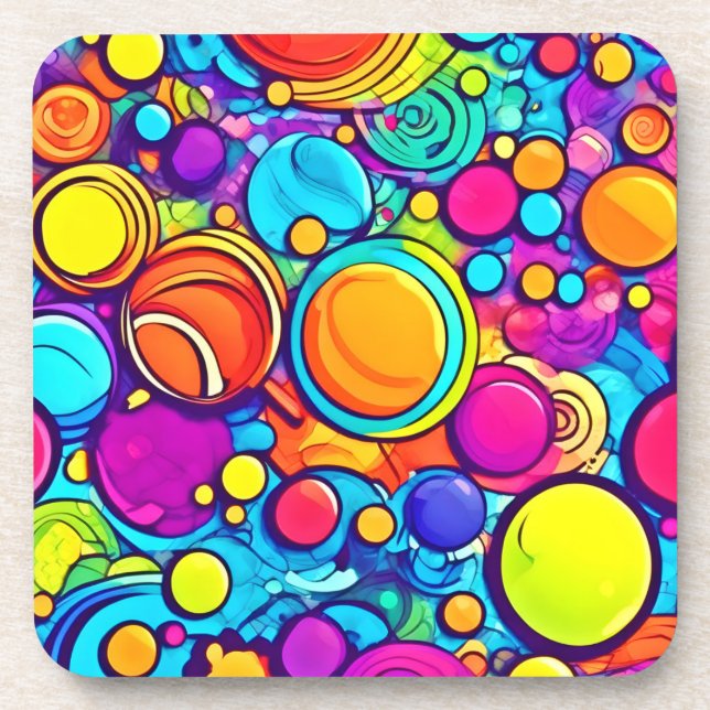 Vibrant Abstract Bubbles Artwork Coaster (Front)