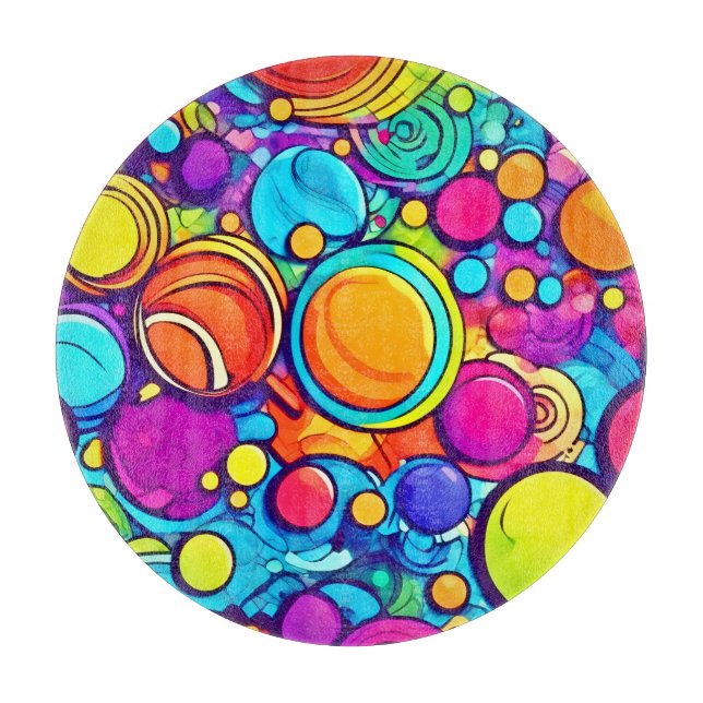 Vibrant Abstract Bubbles Artwork Cutting Board (Front)