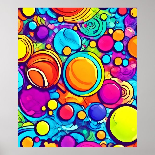 Vibrant Abstract Bubbles Artwork Poster (Front)