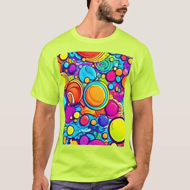 Vibrant Abstract Bubbles Artwork T-Shirt (Front)
