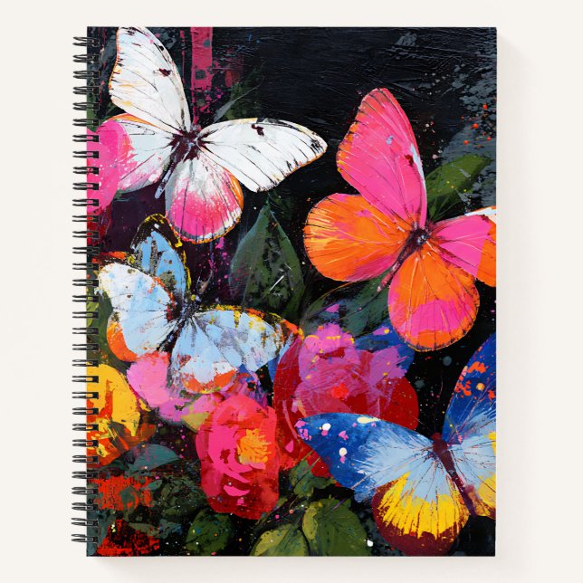 Vibrant Abstract Butterfly Flight (10) Notebook (Front)