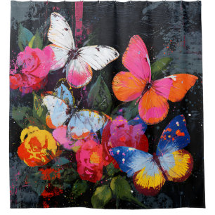 Vibrant Abstract Butterfly Flight (10) Shower Curtain