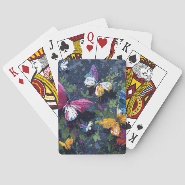 Vibrant Abstract Butterfly Flight (1) Playing Cards (Back)
