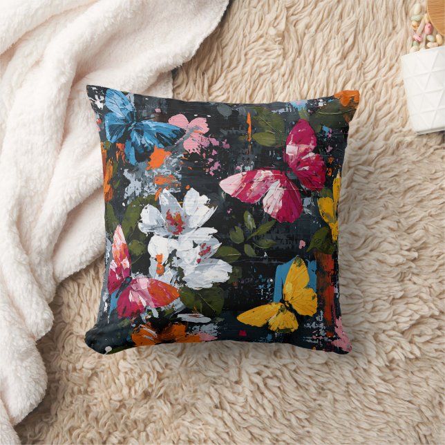 Vibrant Abstract Butterfly Flight (2) Cushion (Blanket)