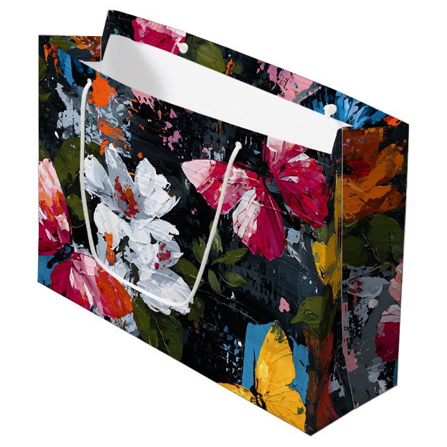 Vibrant Abstract Butterfly Flight (2) Large Gift Bag (Front Angled)