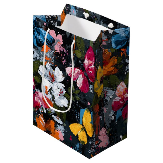 Vibrant Abstract Butterfly Flight (2) Medium Gift Bag (Front Angled)
