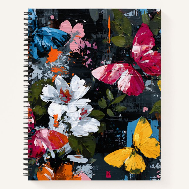 Vibrant Abstract Butterfly Flight (2) Notebook (Front)