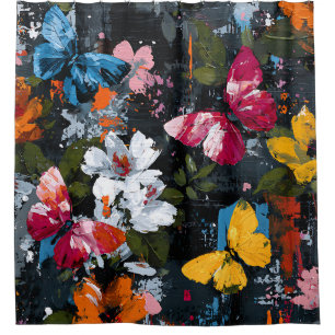 Vibrant Abstract Butterfly Flight (2) Shower Curtain