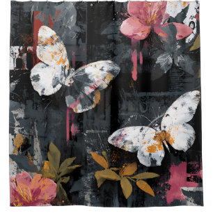 Vibrant Abstract Butterfly Flight (3) Shower Curtain