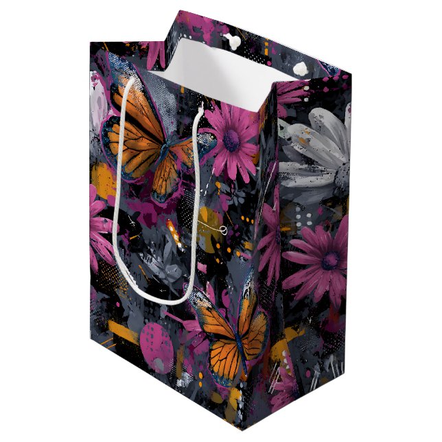 Vibrant Abstract Butterfly Flight (4) Medium Gift Bag (Front Angled)
