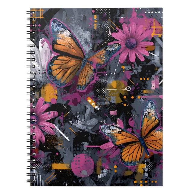 Vibrant Abstract Butterfly Flight (4) Notebook (Front)