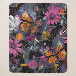 Vibrant Abstract Butterfly Flight (4) Sherpa Blanket