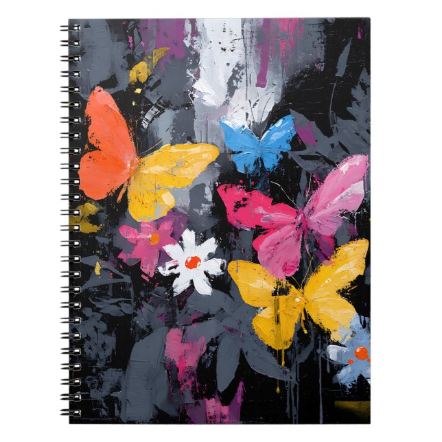 Vibrant Abstract Butterfly Flight (5) Notebook (Front)