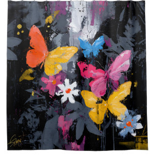 Vibrant Abstract Butterfly Flight (5) Shower Curtain