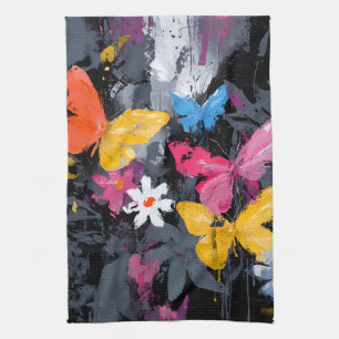 Vibrant Abstract Butterfly Flight (5) Tea Towel