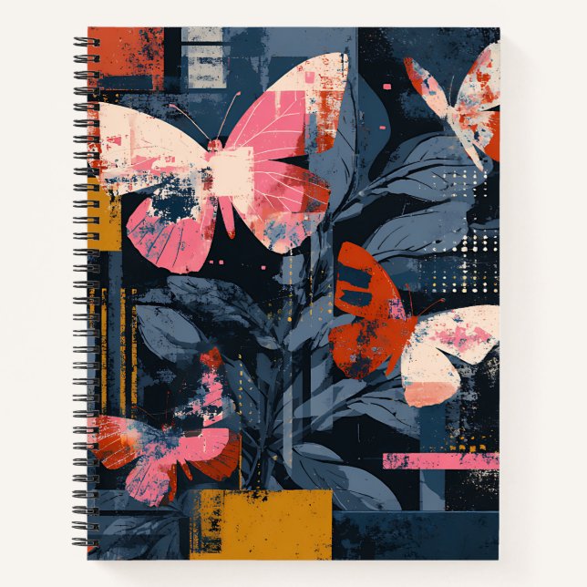 Vibrant Abstract Butterfly Flight (6) Notebook (Front)