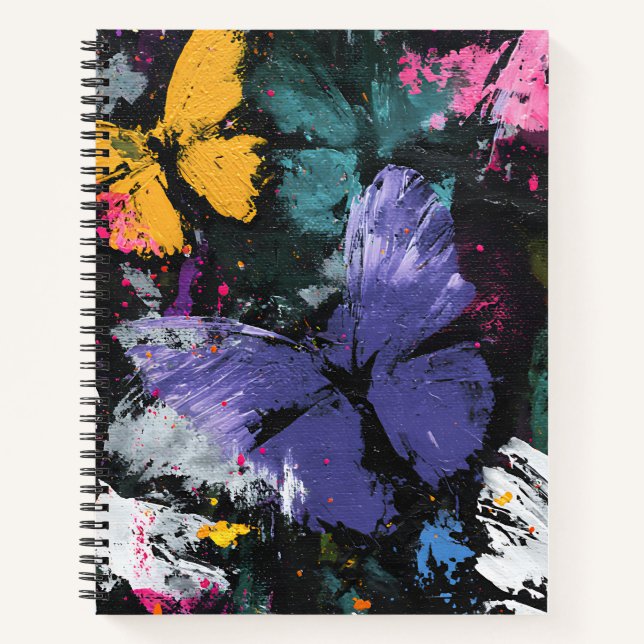 Vibrant Abstract Butterfly Flight (7) Notebook (Front)