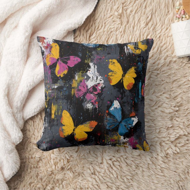 Vibrant Abstract Butterfly Flight (8) Cushion (Blanket)