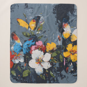 Vibrant Abstract Butterfly Flight (9) Sherpa Blanket