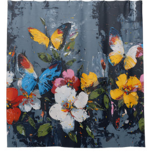 Vibrant Abstract Butterfly Flight (9) Shower Curtain