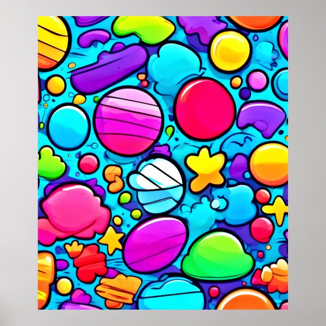 Vibrant Abstract Candyland Poster (Front)