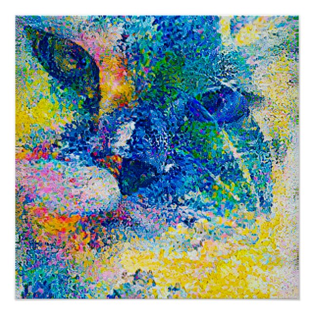 Vibrant Abstract Cat Art Print (Front)