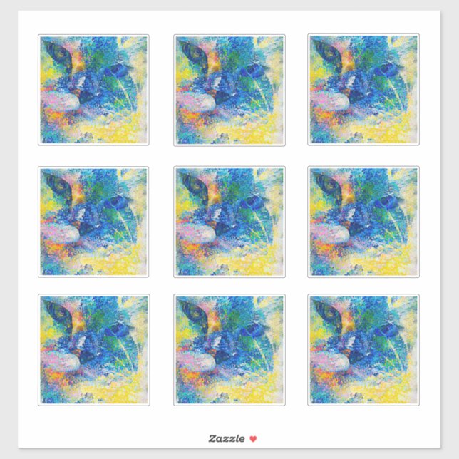 Vibrant Abstract Cat Art Print (Sheet)