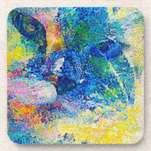 Vibrant Abstract Cat Art Print Coaster