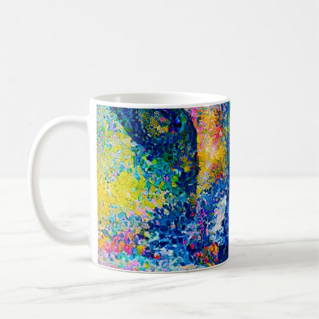 Vibrant Abstract Cat Art Print Coffee Mug (Left)